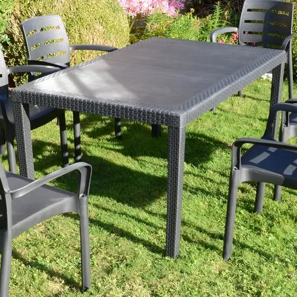 6-Seater Dining Table - Grey, Polypropylene