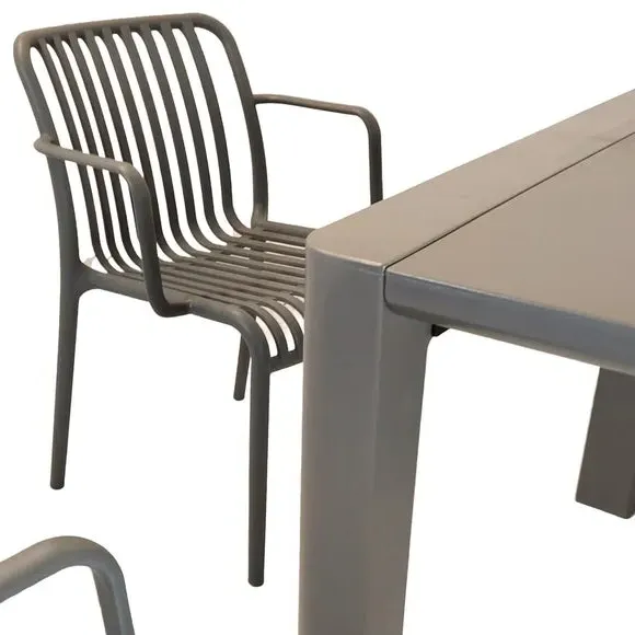8-Seater Dining Set with Armchairs - Grey