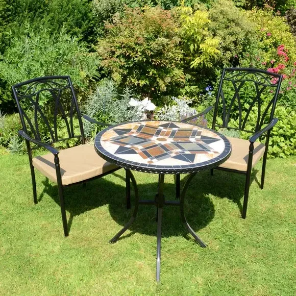 Bistro Table Set with 2 Chairs - Stone, Steel