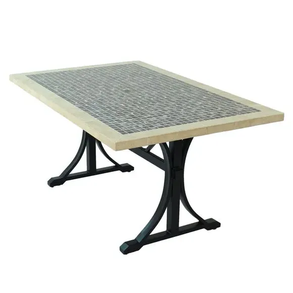 Dining Table with Mosaic Top - Natural, Stone