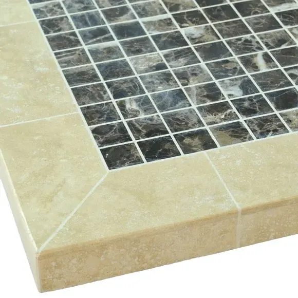 Dining Table with Mosaic Top - Natural, Stone