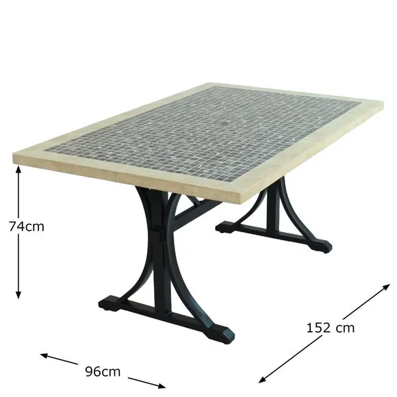 Dining Table with Mosaic Top - Natural, Stone