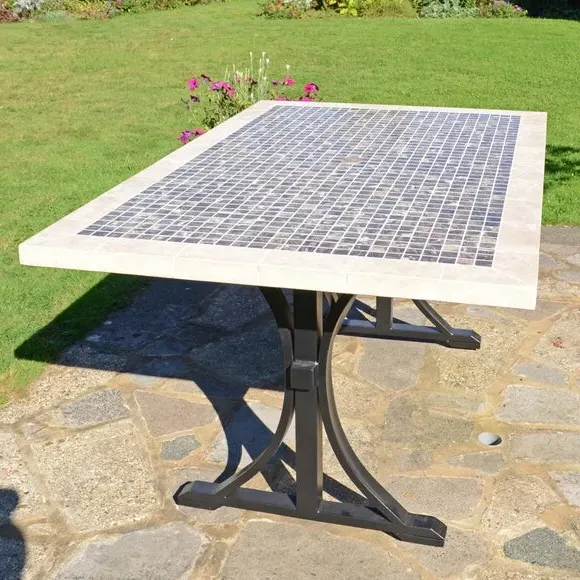 Dining Table with Mosaic Top - Natural, Stone image