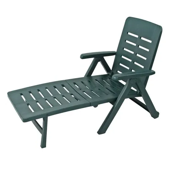 Foldable Sun Lounger - Dark Green, Polypropylene image