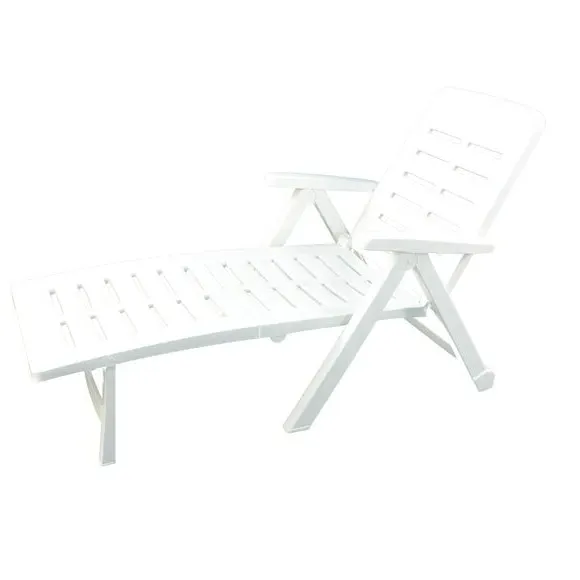 Foldable Sun Lounger - White, Polypropylene
