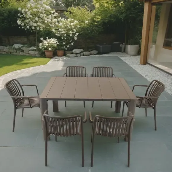 Rectangular Dining Set with 6 Chairs - Grey