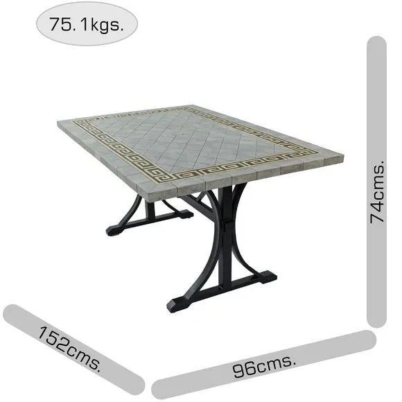 Rectangular Dining Table - Grey, Ceramic