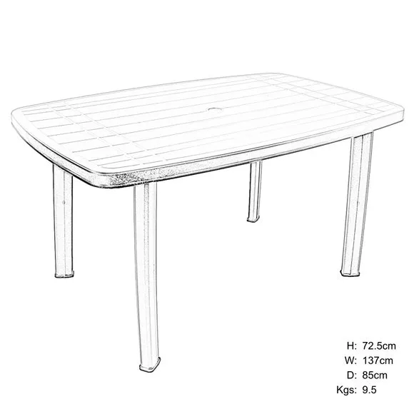 Rectangular Patio Table - Dark Green, Resin