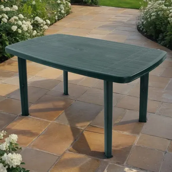 Rectangular Patio Table - Dark Green, Resin image