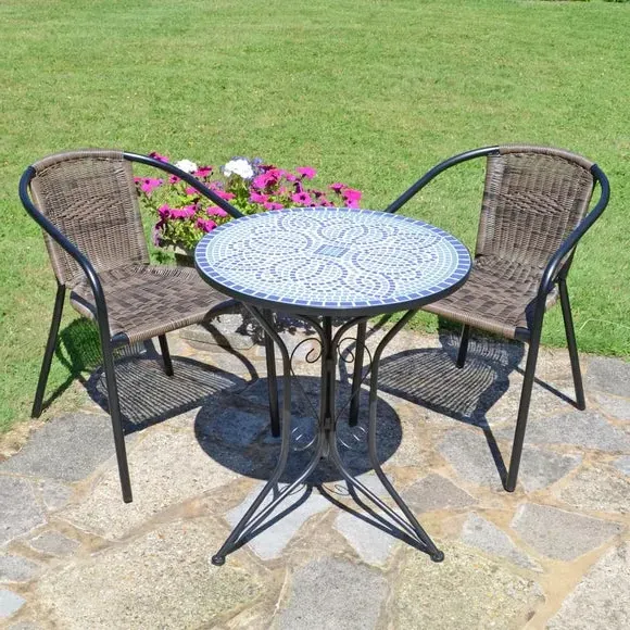 Round Bistro Set with 2 Chairs - Grey, Steel image