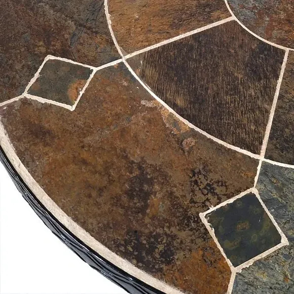 Round Bistro Table - Dark Brown, Stone