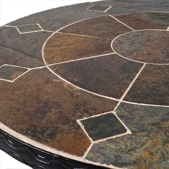 Round Bistro Table - Dark Brown, Stone