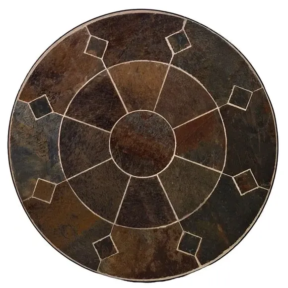 Round Bistro Table - Dark Brown, Stone