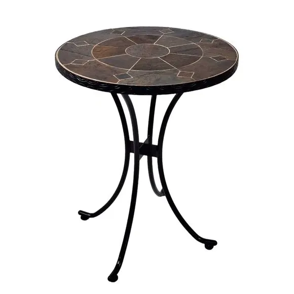 Round Bistro Table - Dark Brown, Stone