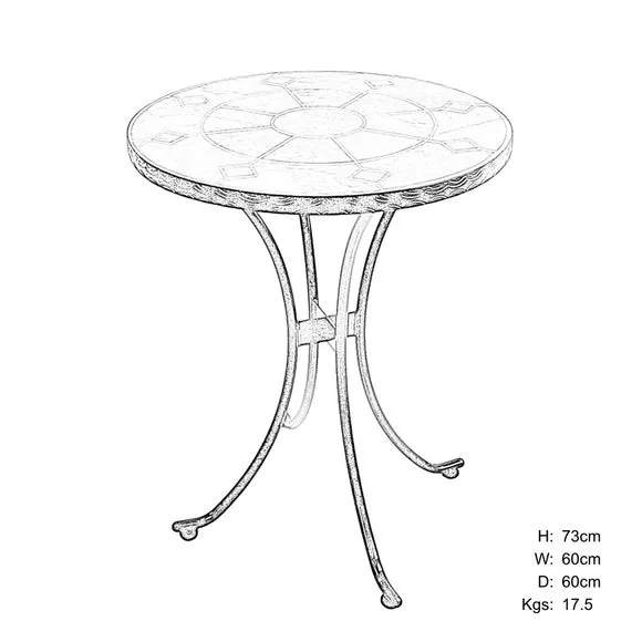 Round Bistro Table - Dark Brown, Stone