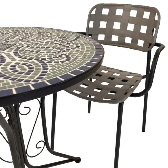 Round Bistro Table Set with 2 Chairs - Grey