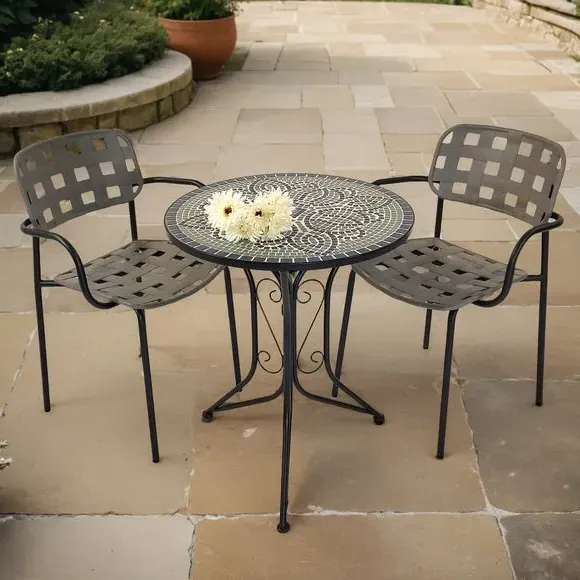 Round Bistro Table Set with 2 Chairs - Grey image