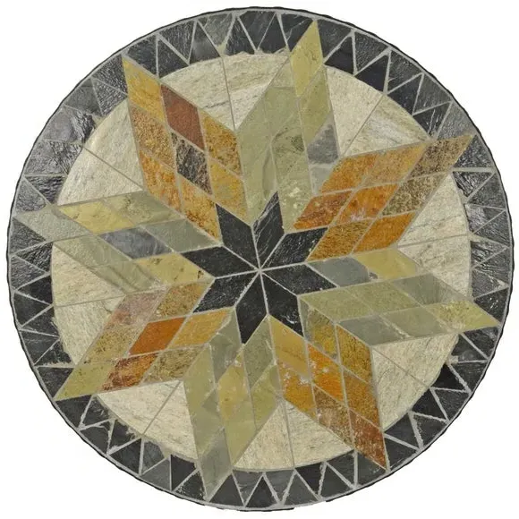 Round Bistro Table - Tan, Natural Stone