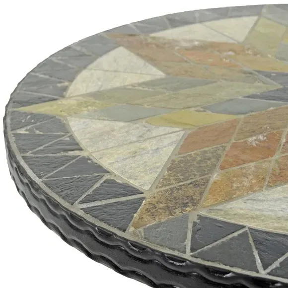 Round Bistro Table - Tan, Natural Stone