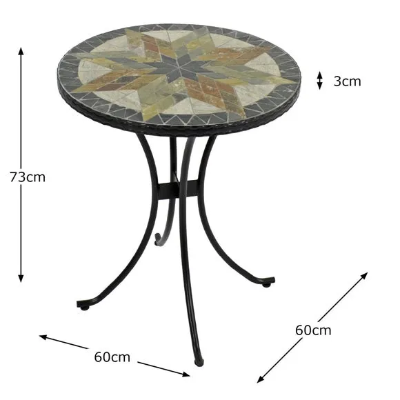 Round Bistro Table - Tan, Natural Stone
