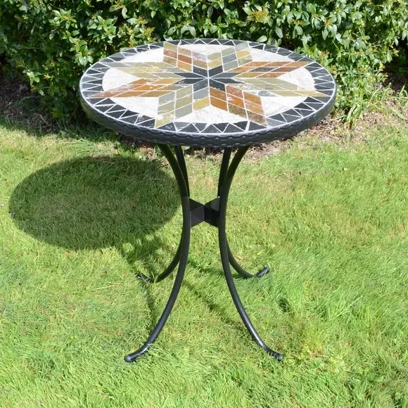 Round Bistro Table - Tan, Natural Stone image