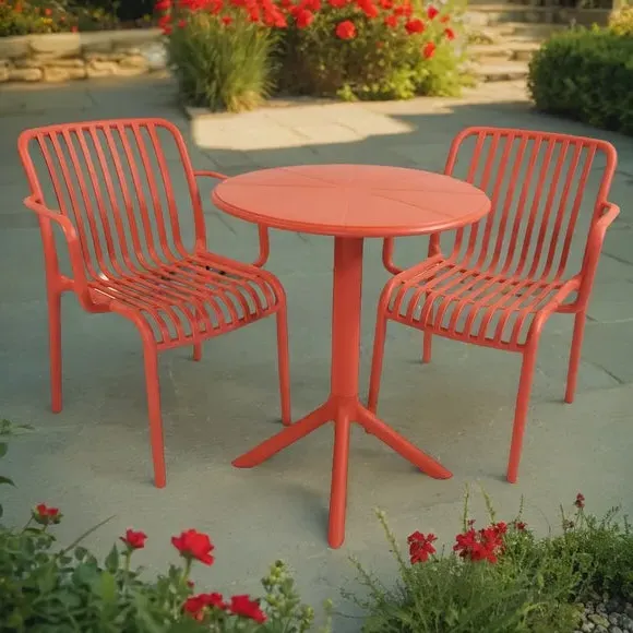 Round Bistro Table with 2 Chairs - Chilli