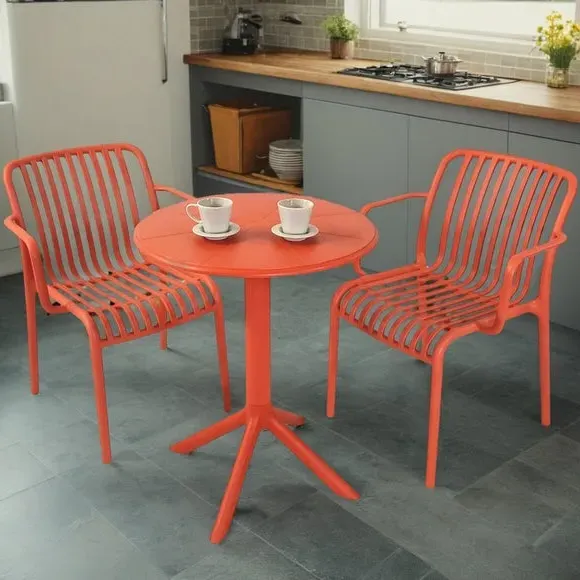 Round Bistro Table with 2 Chairs - Chilli