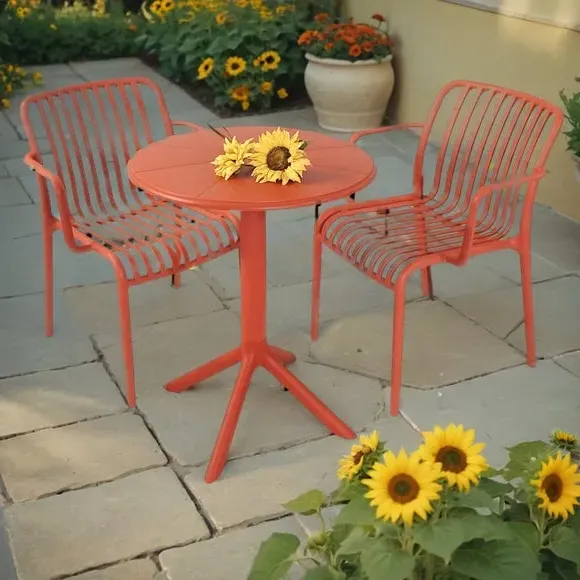 Round Bistro Table with 2 Chairs - Chilli