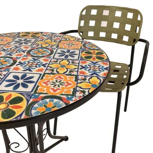 Round Bistro Table with 2 Chairs - Multicolor