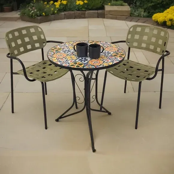 Round Bistro Table with 2 Chairs - Multicolor image