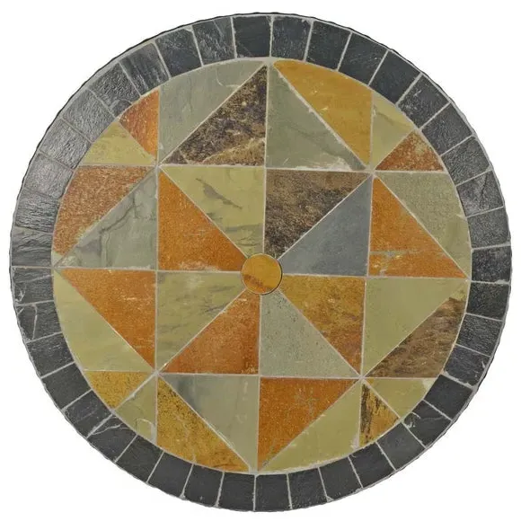 Round Bistro Table with Mosaic Top - Grey, Stone