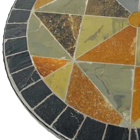 Round Bistro Table with Mosaic Top - Grey, Stone