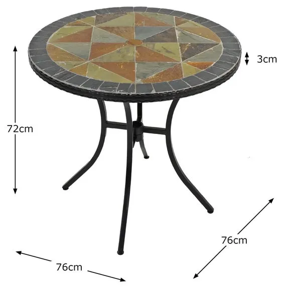 Round Bistro Table with Mosaic Top - Grey, Stone