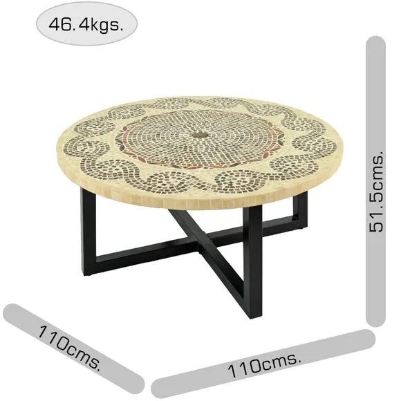 Round Coffee Table Mosaic Pattern - Brown, Stone