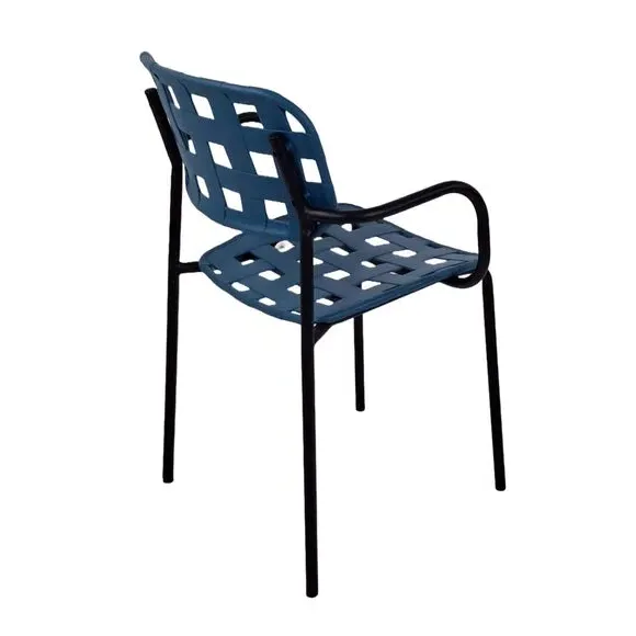 Round Dining Set with 4 Armchairs - Petrol, Steel