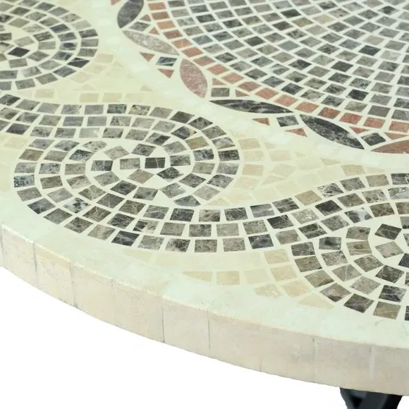 Round Dining Table with Mosaic - Natural Stone