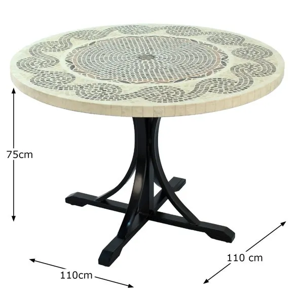 Round Dining Table with Mosaic - Natural Stone