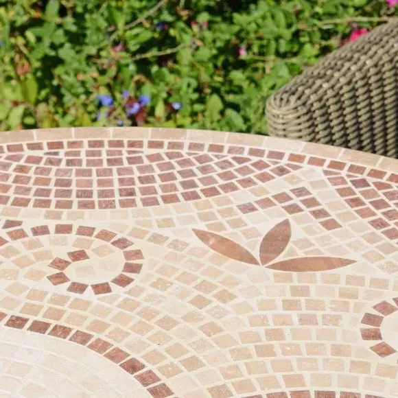 Round Dining Table with Mosaic - Natural, Stone