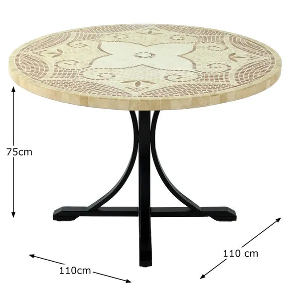 Round Dining Table with Mosaic - Natural, Stone