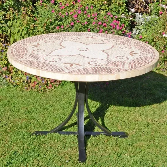 Round Dining Table with Mosaic - Natural, Stone