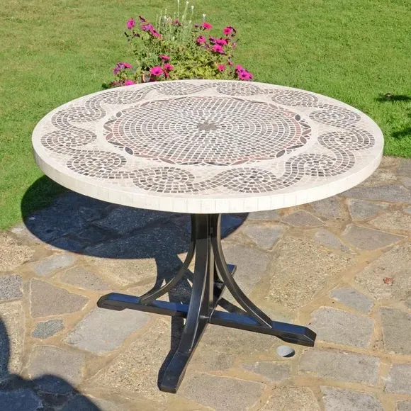 Round Dining Table with Mosaic - Natural Stone image