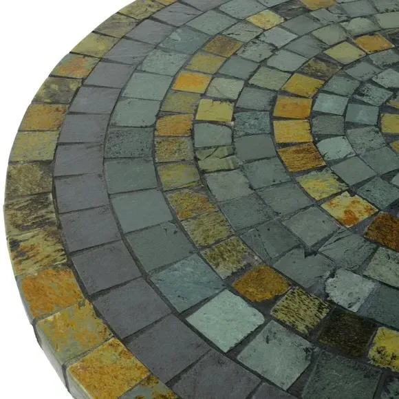 Round Dining Table with Mosaic Top - Grey, Stone
