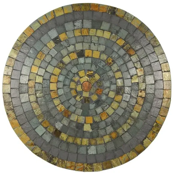 Round Dining Table with Mosaic Top - Grey, Stone