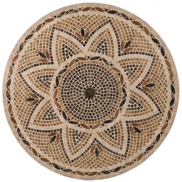 Round Dining Table with Parasol Hole - Brown, Marble