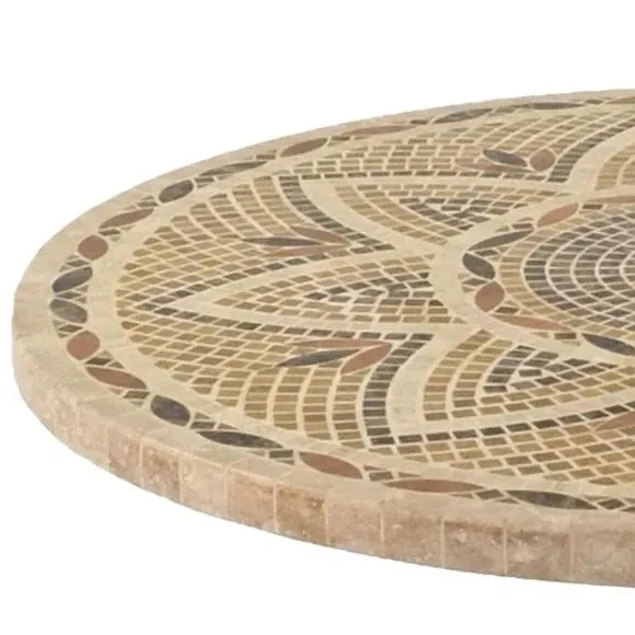 Round Dining Table with Parasol Hole - Brown, Marble