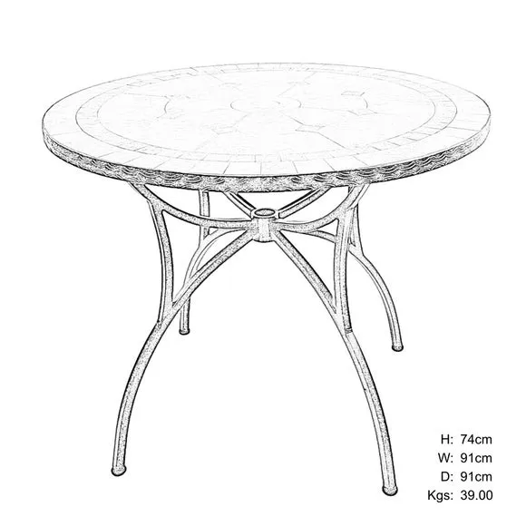 Round Patio Table with Parasol Hole - Stone Top