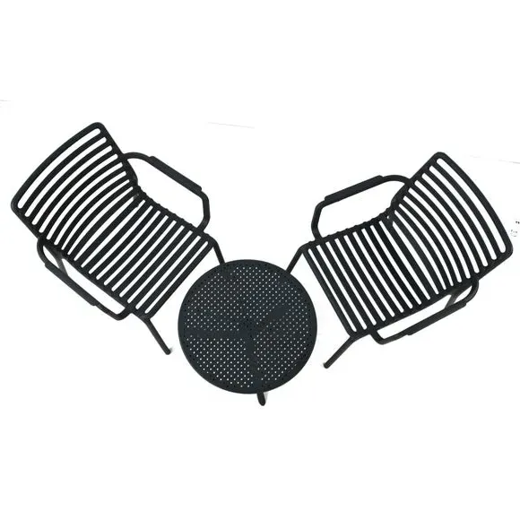 Round Table with 2 Chairs Set - Anthracite, Resin