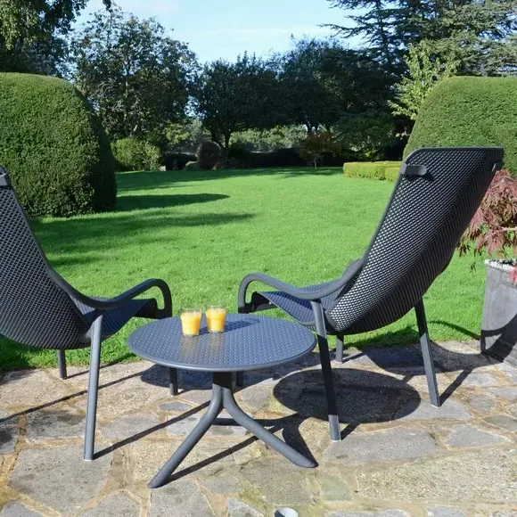 Round Table with 2 Lounge Chairs - Anthracite