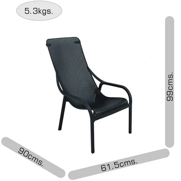 Round Table with 2 Lounge Chairs - Anthracite