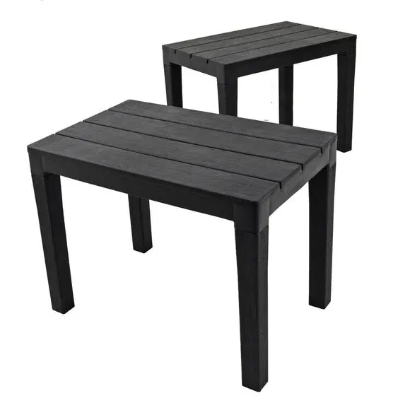 Set of 2 Benches - Grey, Polypropylene